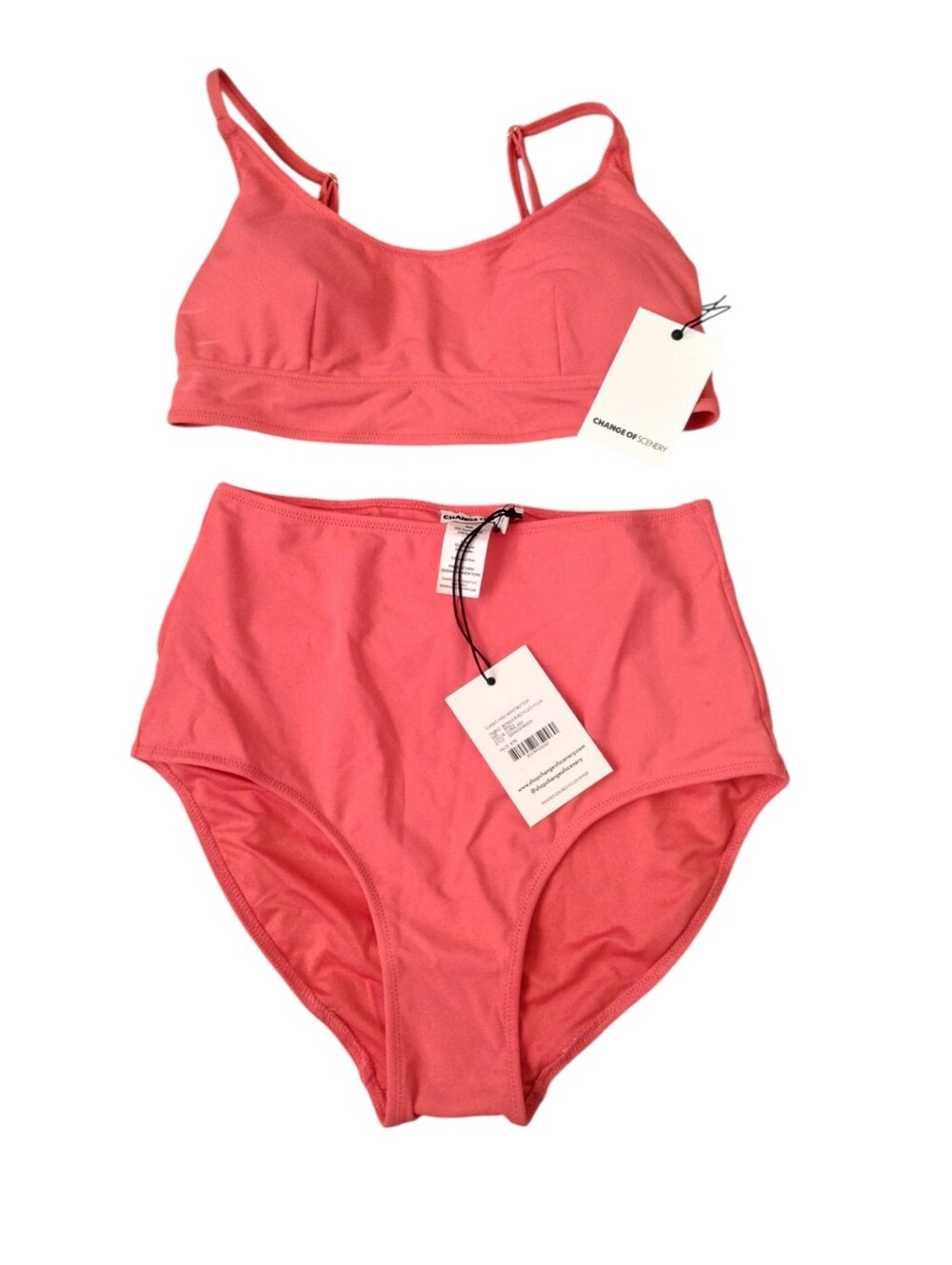 Change of Scenery 2 Piece Erika Bikini Top Classic High Waist Bottom Coral Red